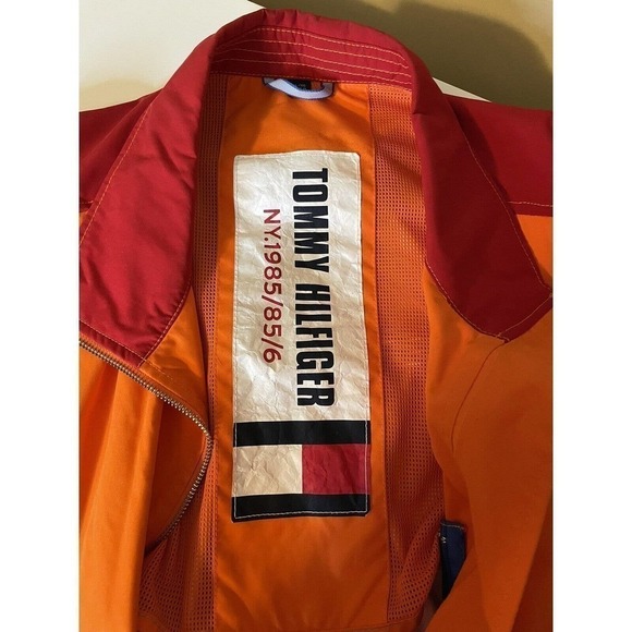 80s RARE Tommy Hilfiger Colorblock Jacket Vintage Retro Men’s XL Orange Red - Picture 2 of 13